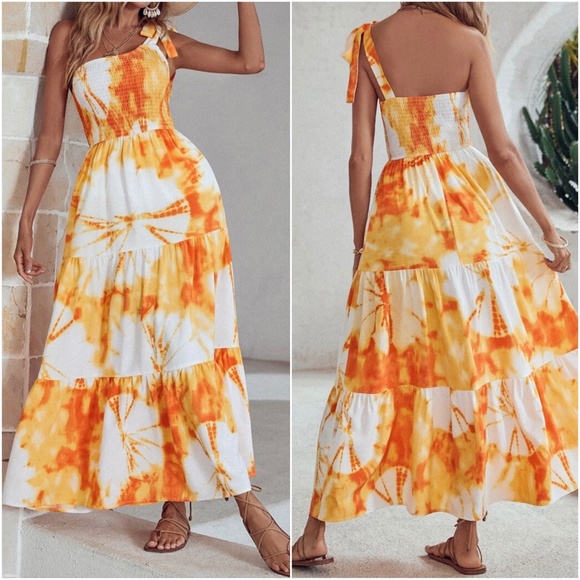 BellanBlue Orange and White Maxi Dress. NWT. - Picture 8 of 10